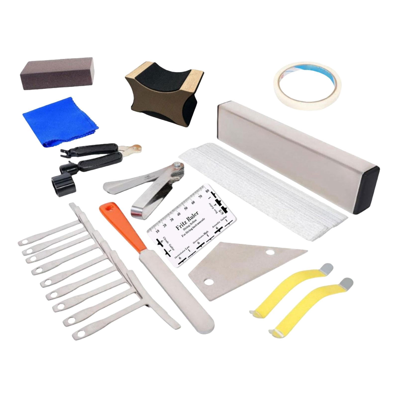 LeeQinersw Guitar Maintenance Tool Kit Guitar Setup Tool Kits Measuring Tool Fret Leveling Kits for Electric Guitar Electric Guitar Bass