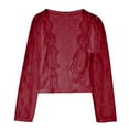 thumbnail image 5 of bbymog Short Cardigans for Women 3/4 Sleeve Laec Lightweight Cardigan Casual Shrugs for Women Fall Outfits Clothes Wine XL, 5 of 7