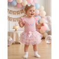 thumbnail image 6 of RUINIXCW Baby Girl First Birthday Cake Mesh Outfit 1st Birthday Clothes One Years Old Rainbow Sprinkles Fly Sleeve Romper Tulle Tutu Skirt Headband 3 Piece Set, 6 of 9