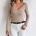 thumbnail image 2 of Dgankt Women's Sweaters Double-Sided V-Neck Long Sleeved Knitted Solid Color Pullover Sweater,Sizes S-L, 2 of 6