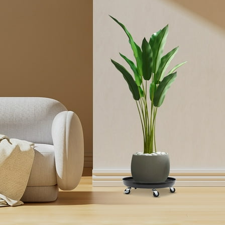 2Pcs 16 Inch Round Plant Caddy with Wheels Heavy Duty, Planter Trolley Rolling Plant Stands Round Coaster Roller Base Tray with Casters for Indoor Outdoor Potted Flower Pot