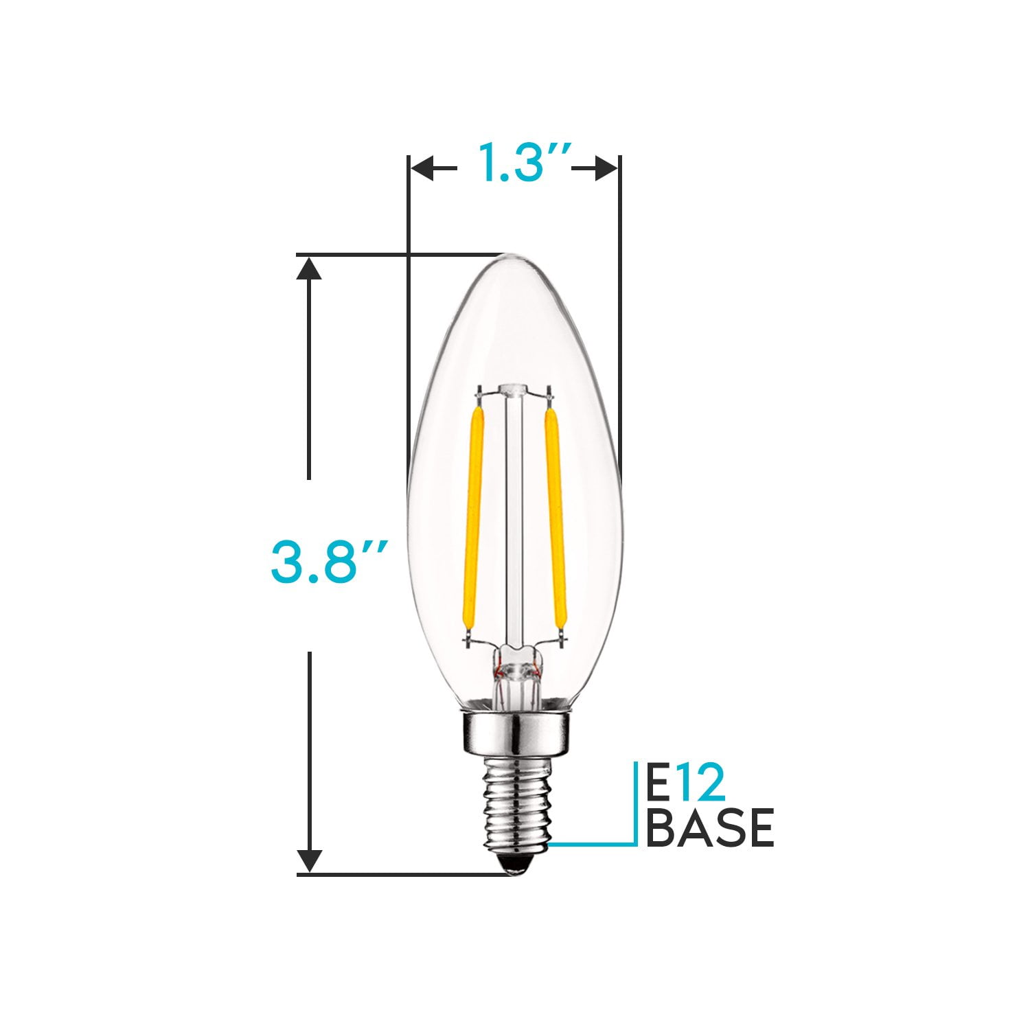 Luxrite 4W E12 Vintage Candelabra Dimmable LED Light Bulbs, 40W Equivalent 400 Lumens, 3000K Soft White, Blunt Tip, 24-Pack