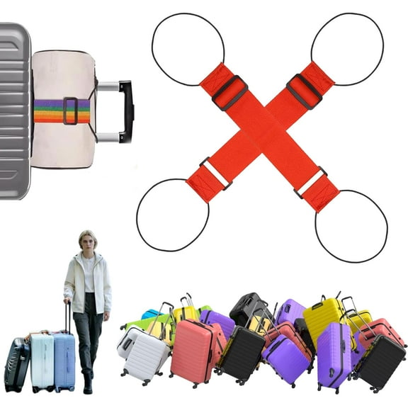 Multi Use Strong Adjustable Luggage Connector Straps - Luggage Connector Straps for Suitcases, Elastic Travel Belt for Suitcases, Secure Stacking & Hands-Free Carrying Essentials (Red)