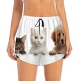 thumbnail image 2 of Gukieu Cute Kittens And Puppy Print Women's Sports Shorts with Drawstring Elastic Waistband for Running, Yoga, Fitness-Medium, 2 of 7