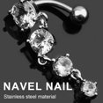thumbnail image 3 of Nuevo Pendientes de ombligo de acero inoxidable, conjunto unisex, colgante de diamante,, 3 of 5