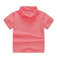 thumbnail image 4 of Staki Polo for Boys Boys Back to School Outfit, Short Sleeve Collared Polo T-Shirt, Front Button Closure 1-12Y(Hot Pink,3-4 Years), 4 of 4