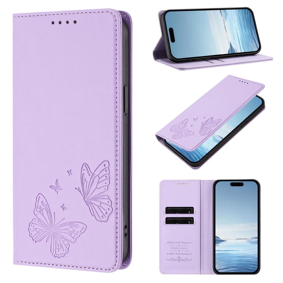 Phone Case for iPhone 11, PU Leather Case with RFID Block Card Slots Stand Magnetic Flip Wallet Cover for iPhone 11, Purple