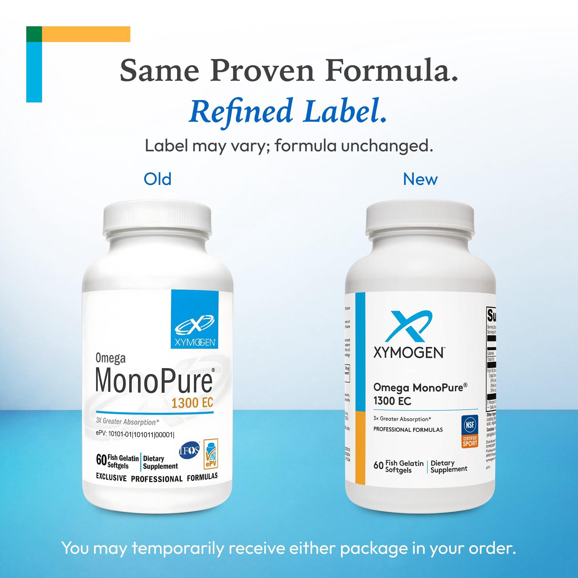 XYMOGEN Omega MonoPure 1300 EC - Heart & Brain Support - DHA & EPA Omega-3 Fish Oil - Monoglyceride High Absorption Softgels - Enteric Coated - 60 Softgels