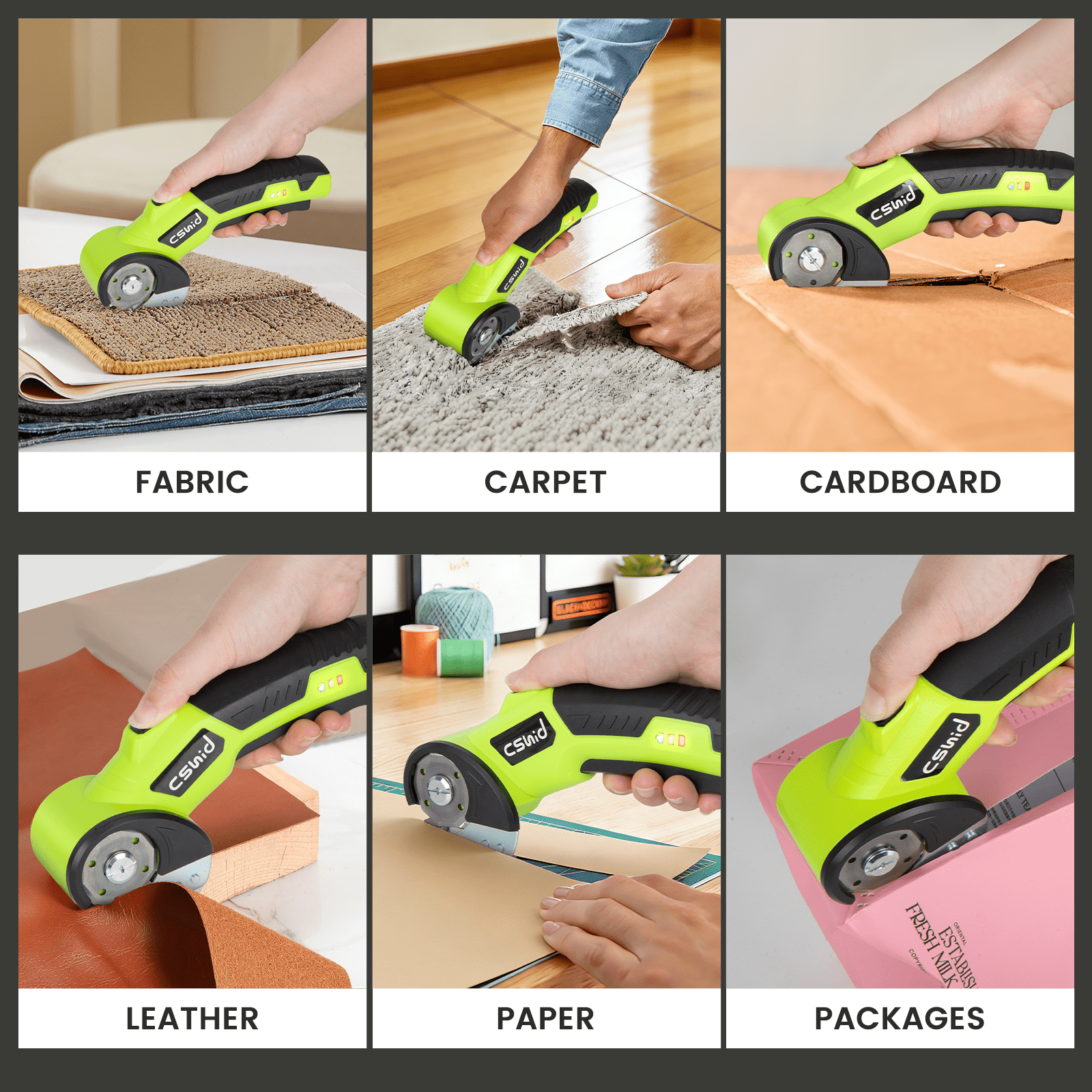 Cshidworld 4V Cordless Electric Scissors, Cardboard Cutter with 1 Blade Storage Box and USB Charging Cable, 2000mAh Cardboard Box Cutter for Cardboard Box,Thin Carpet & Plastic, Easy to Hold and Safe