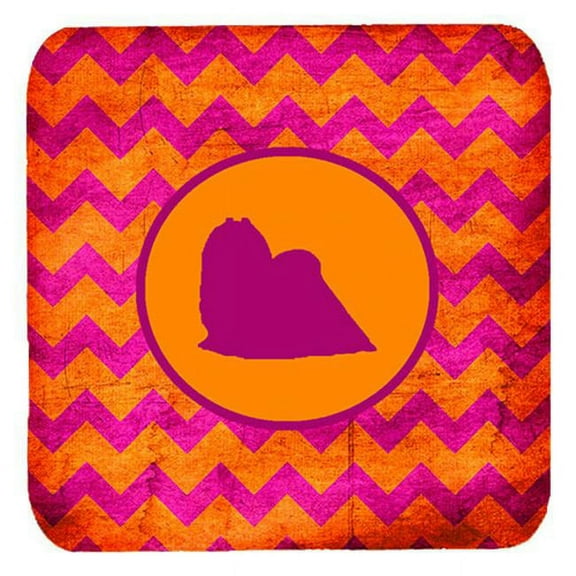 Maltese Chevron Pink And Orange Foam Coasters, Set Of 4