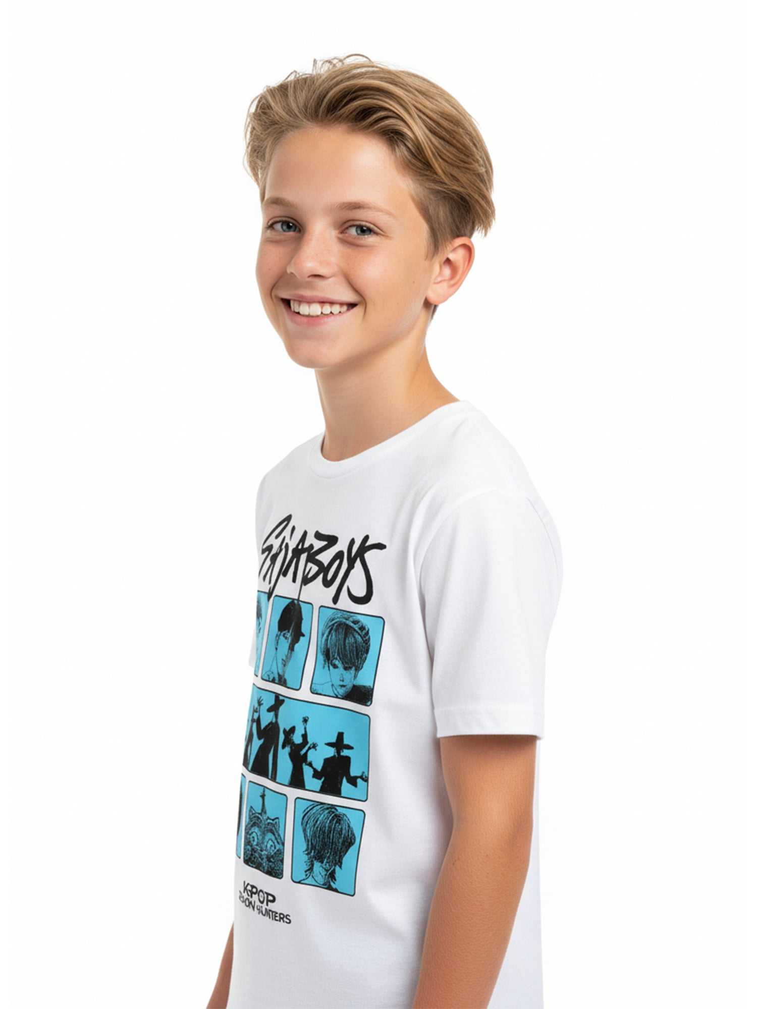 Kpop Demon Hunters Boys' Graphic Tee with Short Sleeves, Saja Boys, Sizes 4-18
