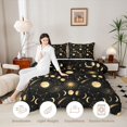 thumbnail image 4 of Homewish Boho Moon Phase Queen Comforter Set, Galaxy Astrology Stars Comforter Sets Queen, Black Reversible 3 Pieces, 1 Comforter and 2 Pillowcases, 4 of 6