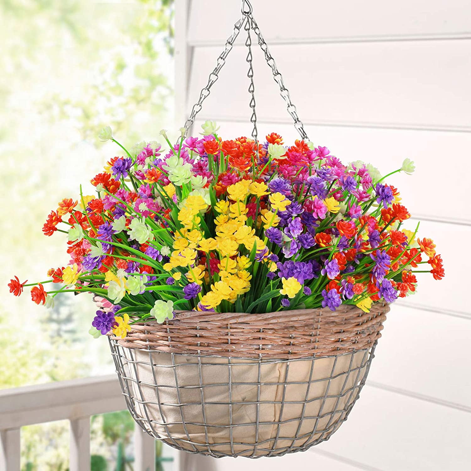 Sinhoon Artificial Daffodils Flowers 10 Bundles Flowers Stems UV Resistant No Fade Bouquet Indoor Outdoor Home Garden Decora