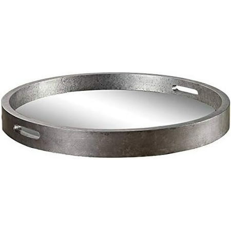 

Bechet 22 1/4 Wide Mirrored Antique Silver Tambourine Tray