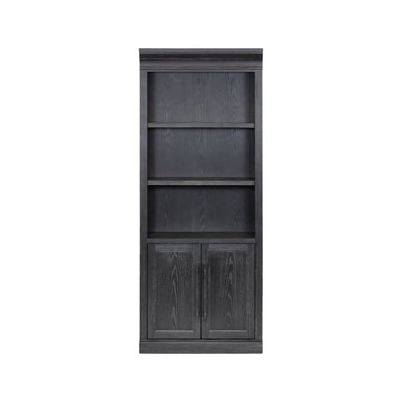 Traditional Wood Bookcase with Doors Office Storage Fully Assembled Black