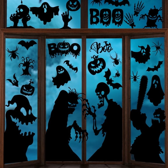 Joykindom Halloween Window Clings, Large Scary Monster Zombie Silhouette, Halloween Party Indoor Decorations