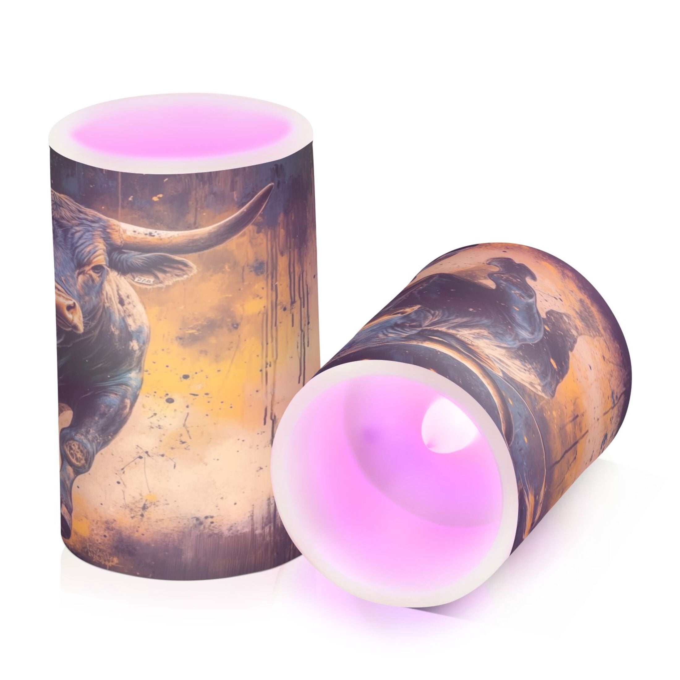2 PCS Flameless Candles with Remote Timer LED Battery Operated Flickering Candle Light for Wedding Table Home Decoration Gifts A Bull Charging