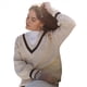 thumbnail image 2 of Suéteres de Cuello en V para Mujer, Jerseys de Punto Ligeros de Larga, Tops S, 2 of 8