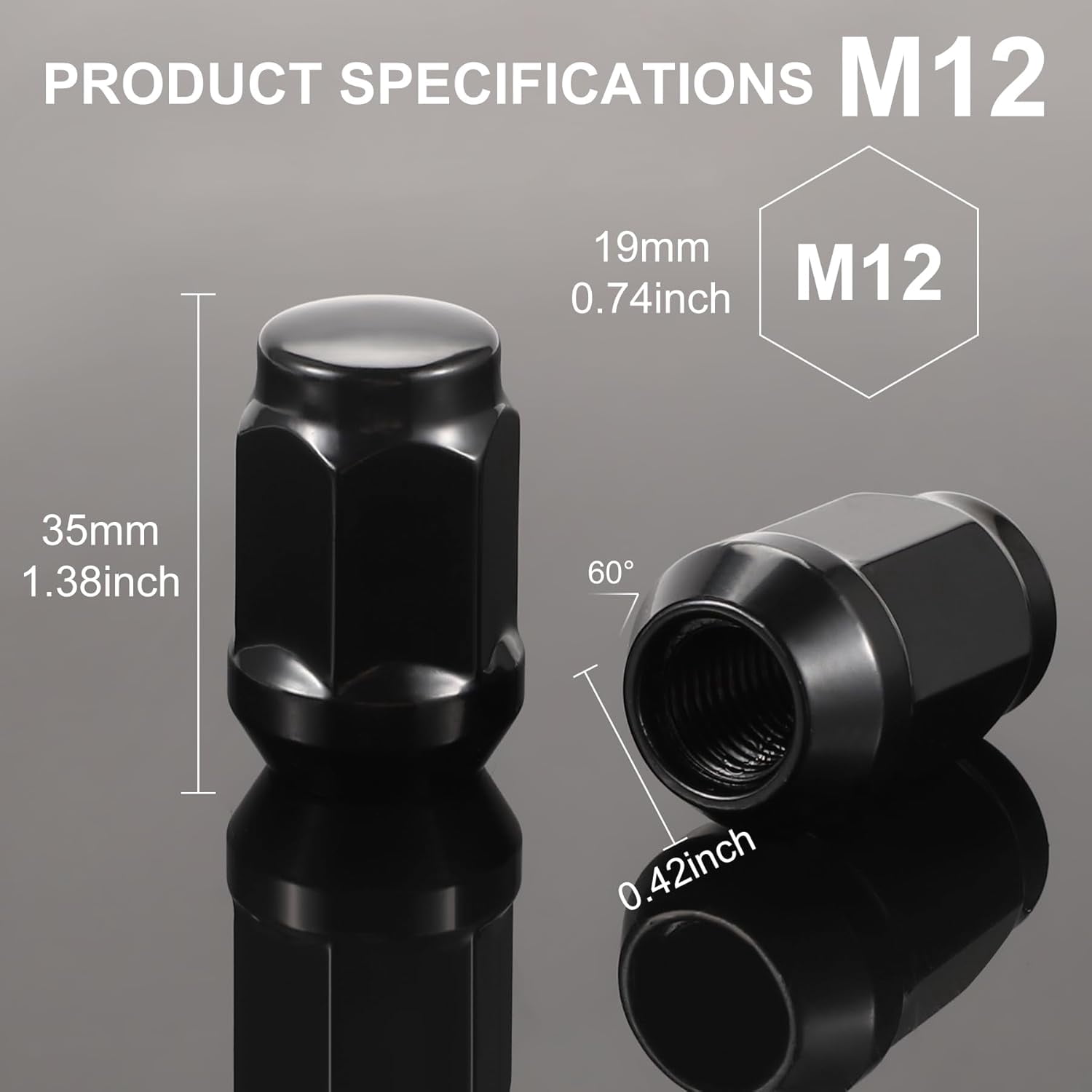 M12x1.5 Wheel Lug Nuts, One-Piece Design Bulge Acorn Chrome Lug Nuts for Ford Fusion, Mazda, Chevy Equinox, 20 Count