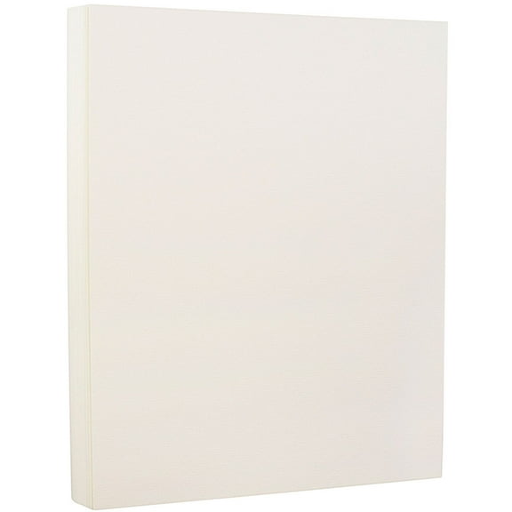 JAM Paper Strathmore 88lb Cardstock, 8 1/2 x 11, , Natural White Laid, 25% cotton, 50 per Pack
