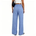 thumbnail image 5 of Yungyresw Gingham Pants Women Elastic Drawstring Waist Lightweight Casual Pants Straight Wide Leg Plaid Lounge Trousers Blue S, 5 of 8