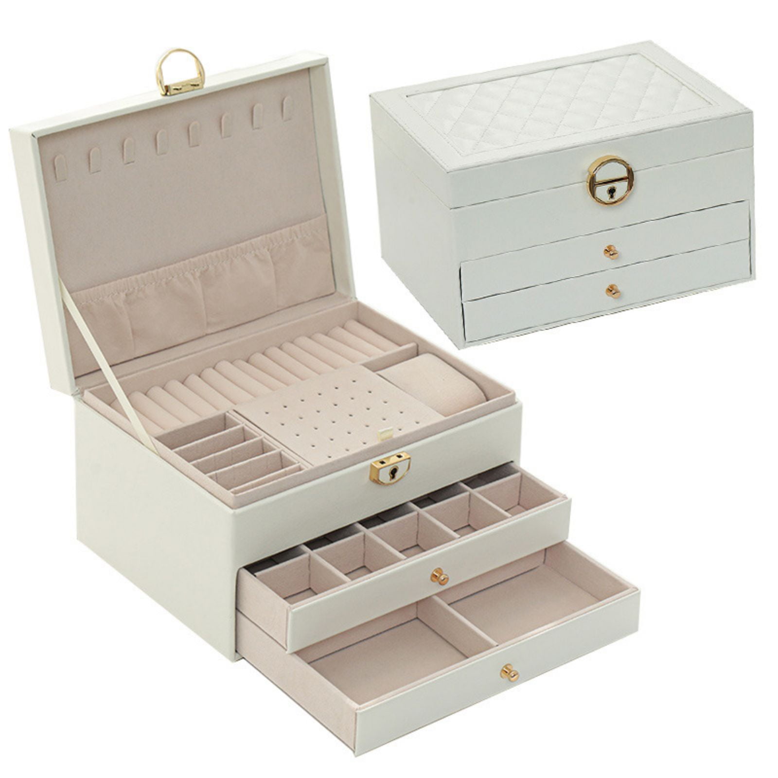 Holocky Jewelry Box for Women 3 Layer Girls Jewelry Organizer Box with ...