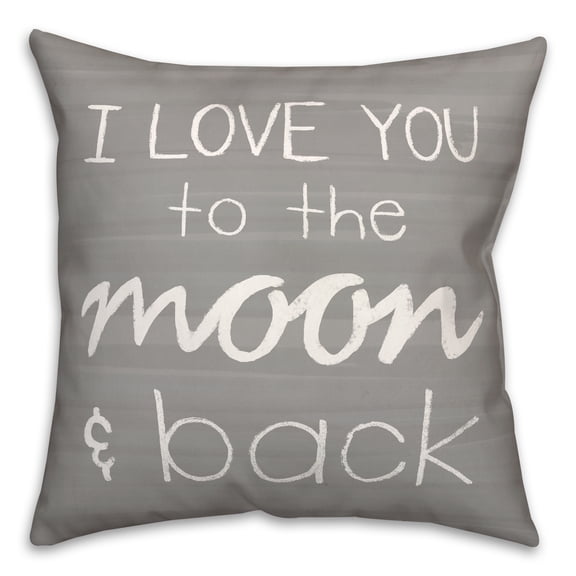 Creative Products I Love You to the Moon and Back Gray 18 x 18 Spun Poly Pillow