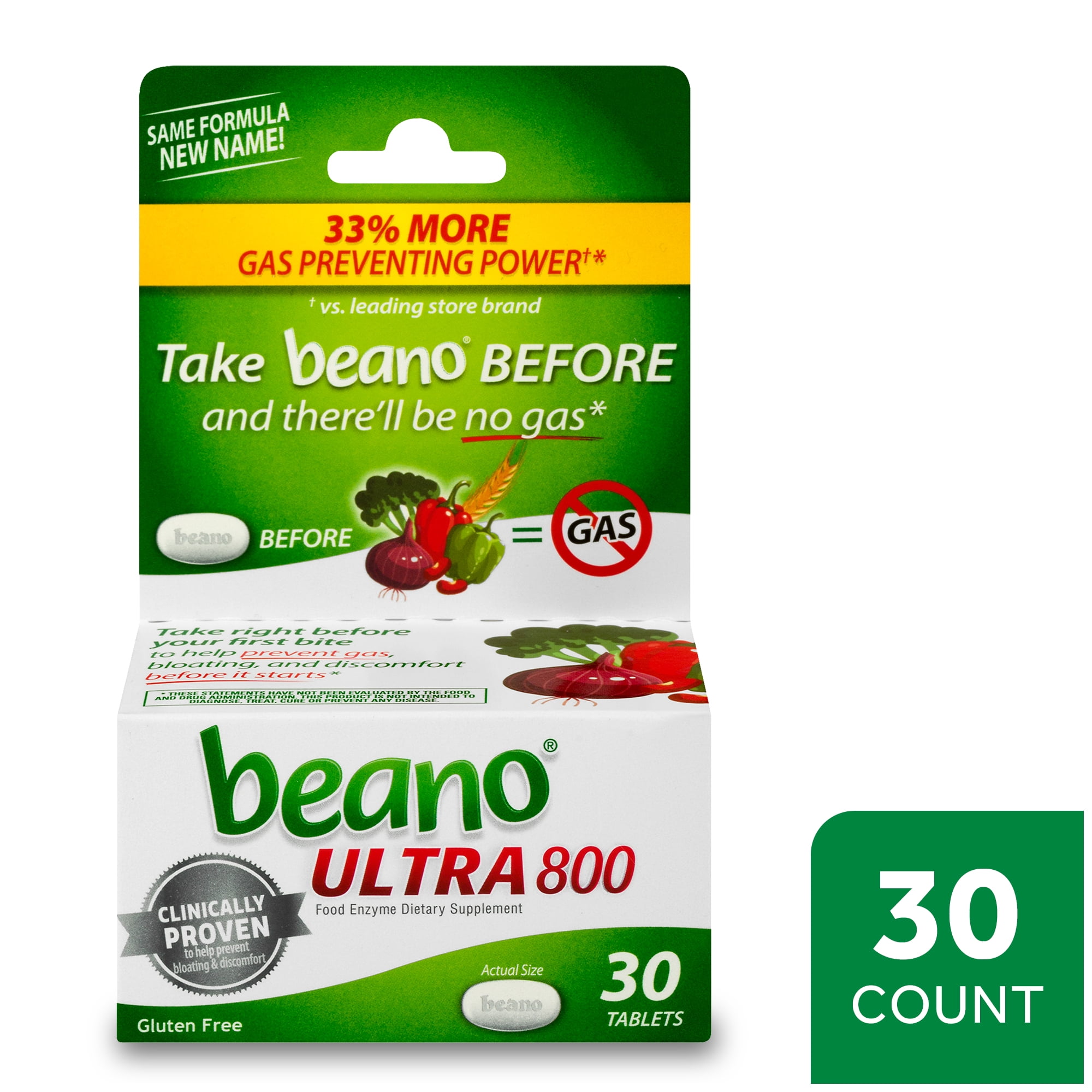 Beano Ultra 800, Gas Prevention and Digestive Enzyme Supplement, 30