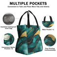 thumbnail image 3 of Teal Gold Marble Drawstring Lunch Bag Women - Drawstring Lunch Bag Insulated for Work Office - Stain-Resistant Large Lunchbags for Women with Multi-Pockets, 3 of 6