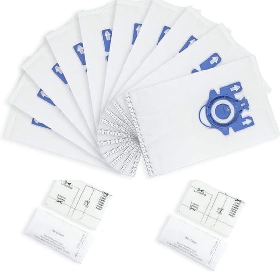 Clean Bags for Miele Vacuum Cleaner Bags GN 10 Pack Miele Canister Bags Classic C1, Complete C1, Complete C2, Complete C3, S227 S240, S270, S400, S2, S5, S8 Series 2 Pair of Filters