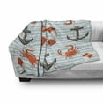 thumbnail image 3 of Nautical Soft Flannel Fleece Blanket, Life Rings Anchor and Ropes Ocean Crabs Coastal Theme Teal Striped Print, Cozy Plush for Indoor and Outdoor Use, 50" x 60", Scarlet Black Teal, by Ambesonne, 3 of 6