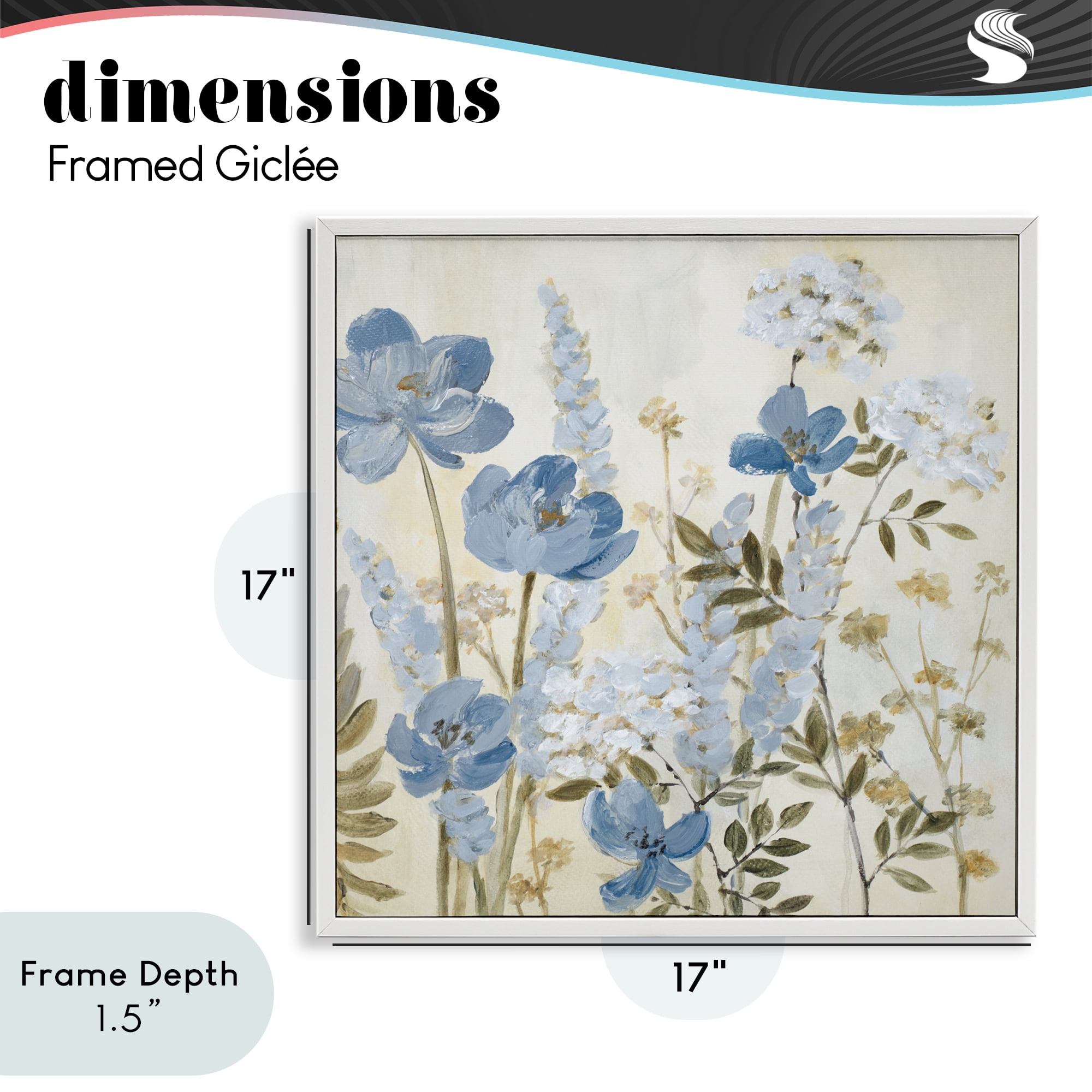 Stupell Industries Peace In The Blue Garden White Framed Giclee Art, design by Lanie Loreth