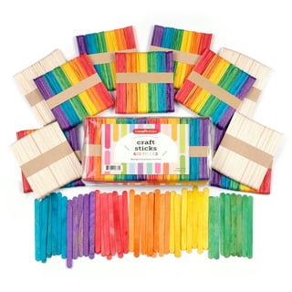 Wooden Craft Sticks, Colored Popsicle Sticks for Crafts, Rainbow