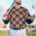 thumbnail image 6 of Balery Mardi Gras Plaid Baseball Jersey for Men Casual Button Down Shirts Short Sleeve Active Team Sports Uniform-X-Large, 6 of 9