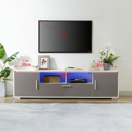 

Sales Promotion! TV Stand with Led Lights High Glossy Front TV Cabinet Can Be Assembled in Lounge Room Living Room or Bedroom