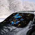 thumbnail image 2 of FOR U DESIGNS Blue Butterfly Marble Print Windshield Snow Cover for Cars, All-Weather Vehicle Windproof Winter Frost and Ice Removal Sunshade Front Window Automotive Covers Fit for Trucks, Vans, 2 of 6