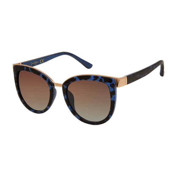 Jessica Simpson J5892 Chic UV Protective Cat-Eye Sunglasses | Wear All-Year | The Gift of Glam, 53 mm, Blue Tortoise