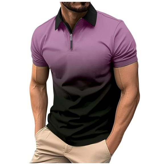 FhsagQ Men's Shirts Men's Shirts for Super Fit Men'S Four Seasons Leisure Fashion Design Lapel Button Short Sleeve Tops Mens Shirts Tops Black Men Shirts Tops Polyester Purple S
