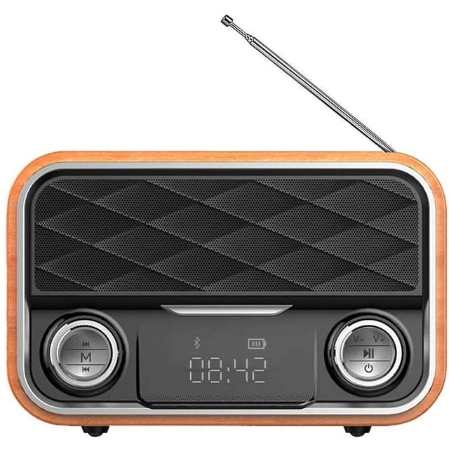 Radio Bluetooth Retro con AUX/FM, Radio de Respaldo con Antena, Sonido Claro, Altavoz Bluetooth portátil de Alta Altura con Tableta Android Compatible oso de fresa Electrónica