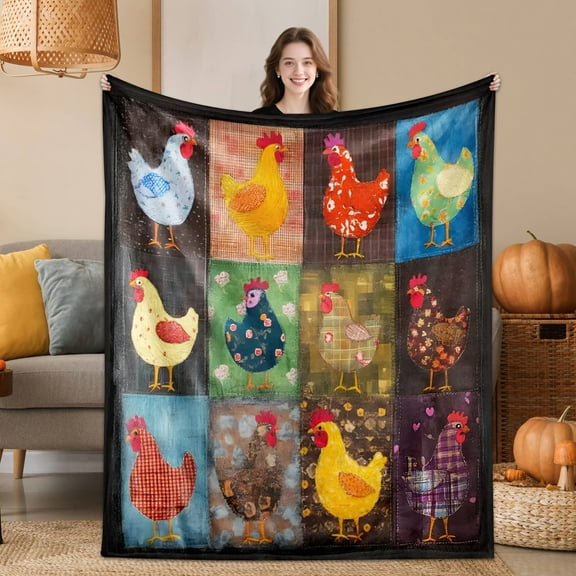 Chickens Throw Blanket Gifts for Chicken Lovers Warm Ultra-Soft Micro Flannel Blanket for Bed Couch Living Room 40"x30"