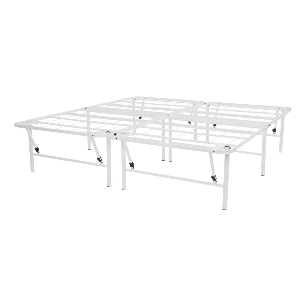 Mainstays Foldable 18" White Steel Platform Bed Frame, King Walmart