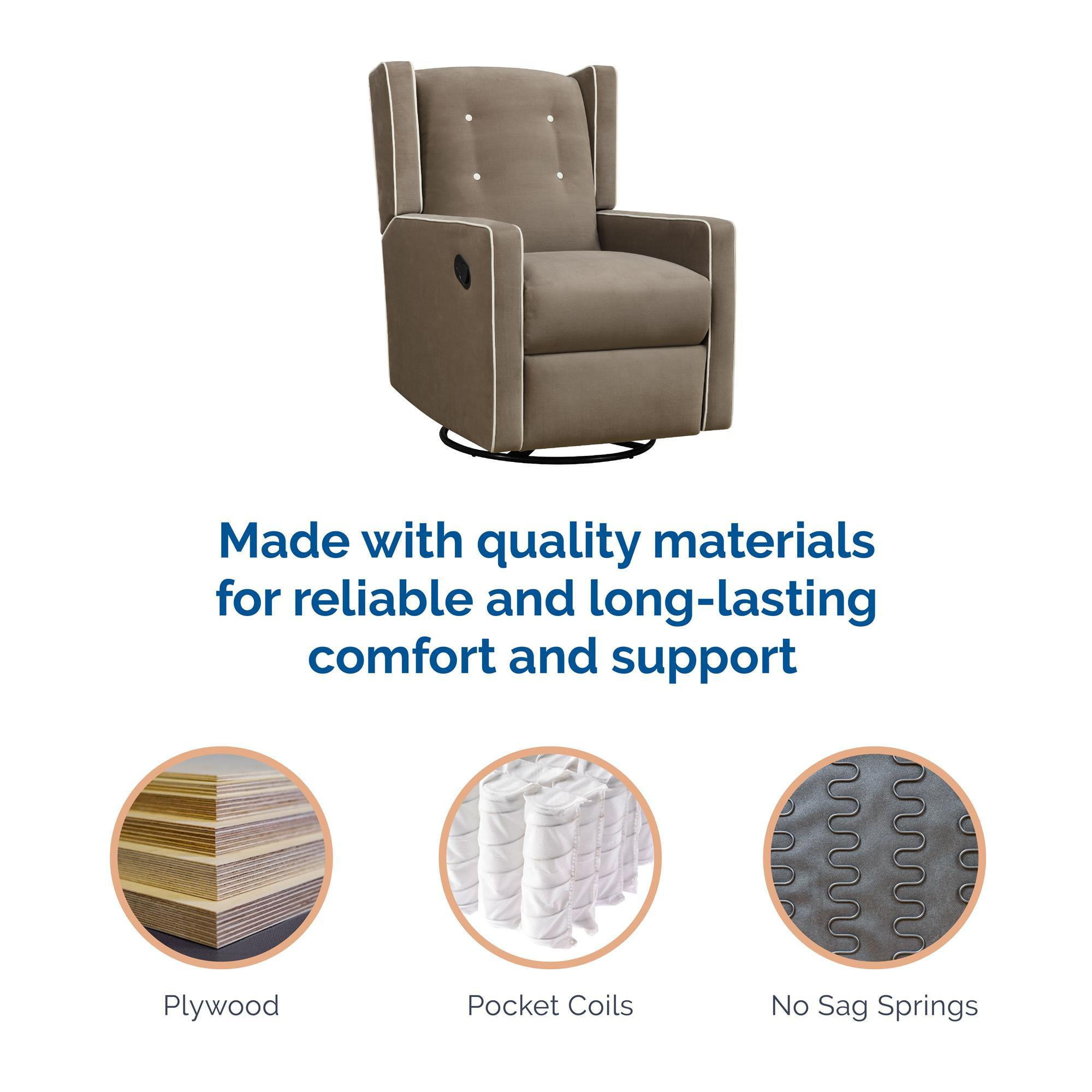 Baby Relax Mikayla 4-in-1 Nursery Swivel Glider Rocker Recliner
