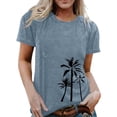 thumbnail image 2 of Coconut Tree Graphic Tees for Women 2026 Summer Casual Short Sleeve Crewneck Tropical Beach Vacation T Shirts, 2 of 4