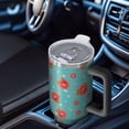thumbnail image 6 of 40oz Pioneer Flower Floral Print Pattern Insulated Tumbler with Handle, BPA-Free Leak Proof Lid and Straws, Double Wall Vacuum, Hot 12h/Cold 34h, 6 of 6