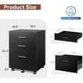 thumbnail image 2 of CZMJY 3 Drawer Wood Mobile File Cabinet – Rolling Storage for Letter A4 Sizes – Sturdy Printer Stand Perfect for Home Office Organization, Black 15.7"D x 18.1"W x 25.6"H, 2 of 10