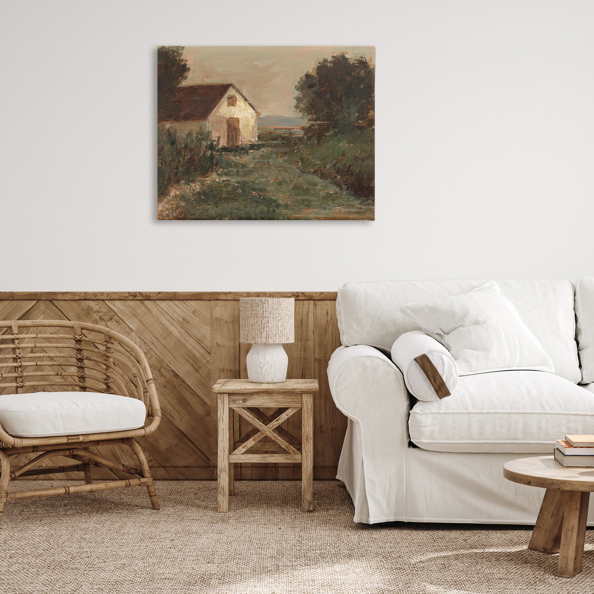 Stupell Industries Traditional Cottage by Sea Landscape & Nature Painting Wrapped Canvas Art Print Wall Art, 40 x 30