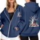 thumbnail image 1 of WILLBEST Sudadera Deportiva para Mujer Ladies' Christmas Printed Zipper Long Sleeved Pocket Adjuststring Casual Hooded Sweatshirt 1775 XX-Grande, 1 of 8
