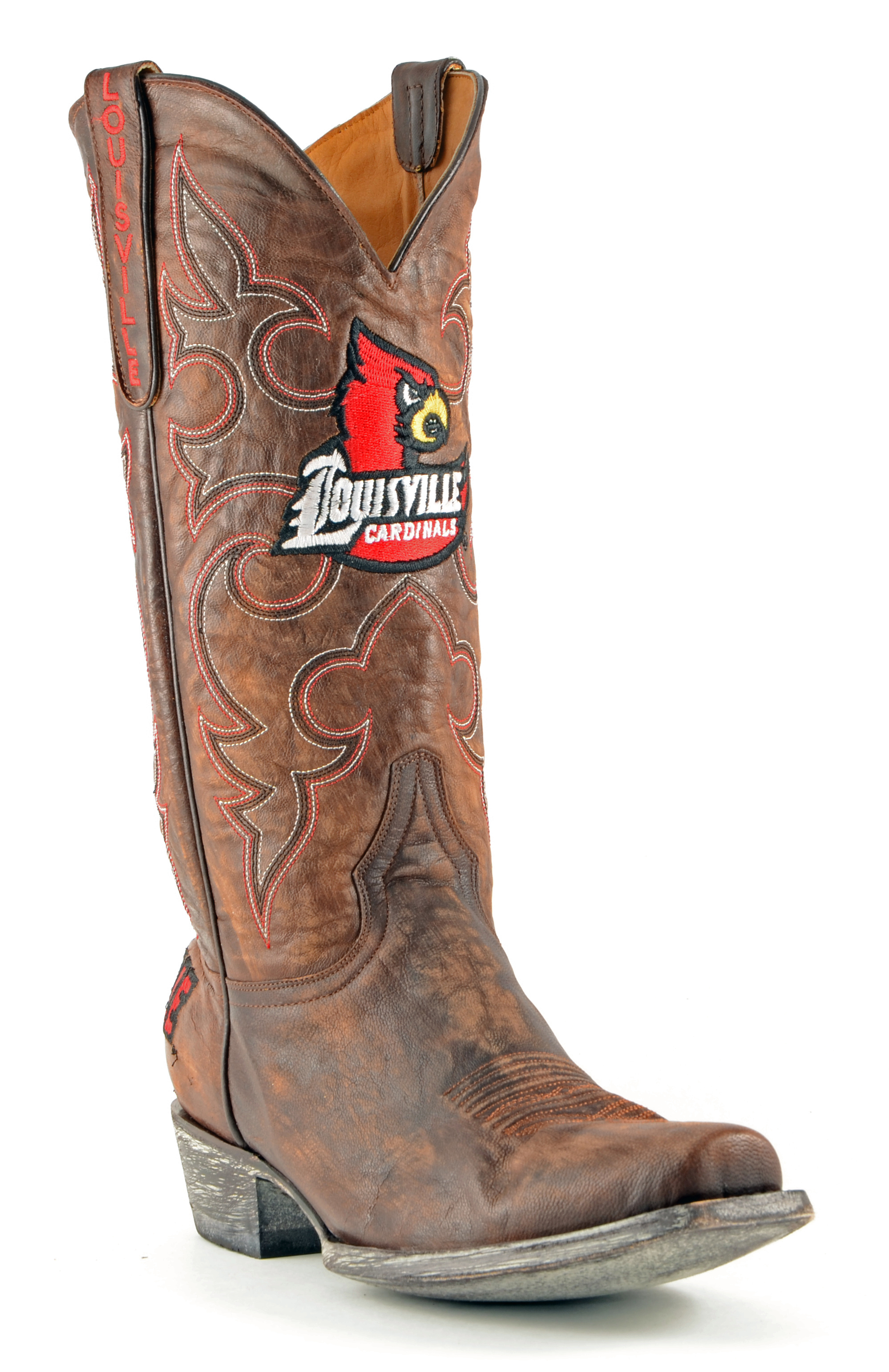 Men's Tan Louisville Cardinals 13" Boardroom Embroidered Boots by GameDay Boots
