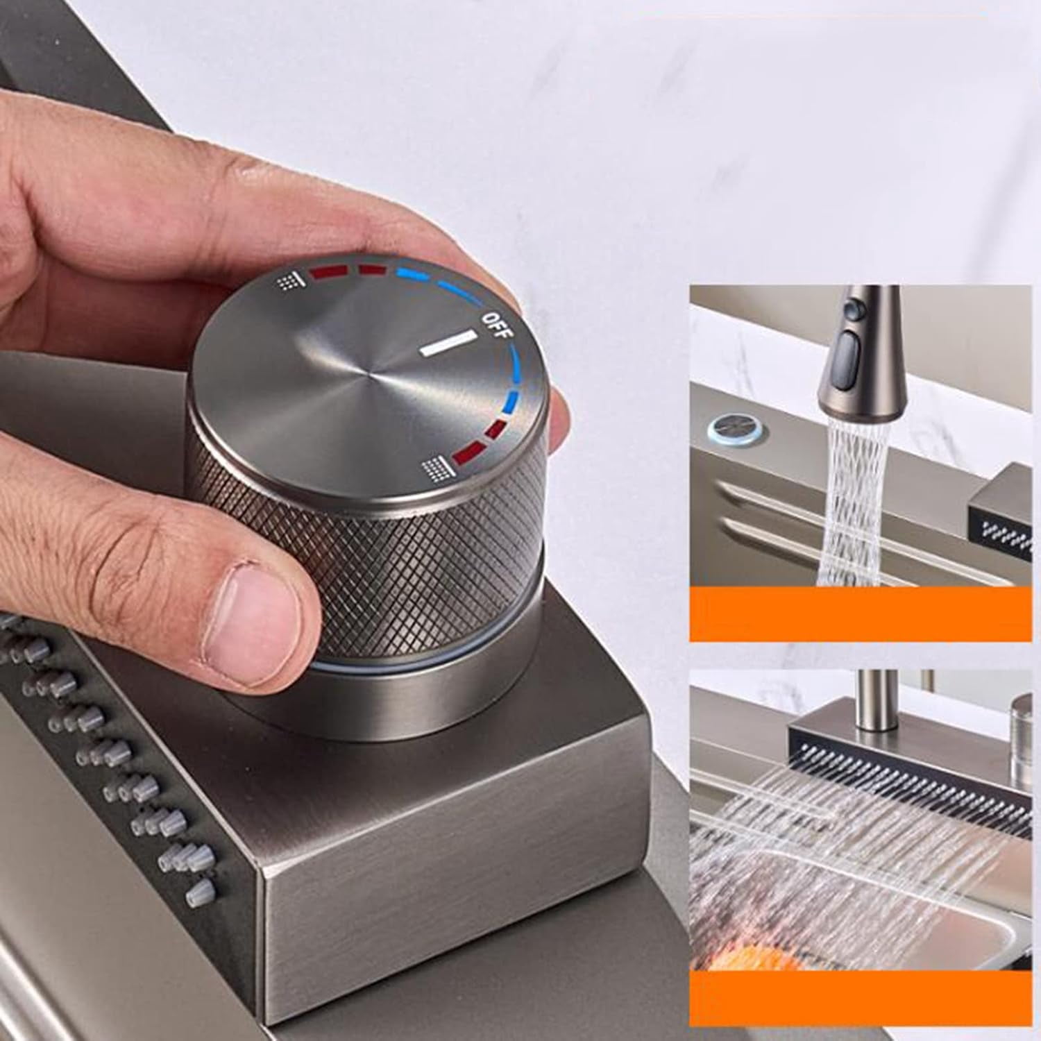 Kitchen Faucets with Pull Out Spray, Kitchen Sink Mixer Faucet Stainless Steel Swivel Hot and Cold Water Shower Mode Multifunction Pull Out Kitchen Mixer Faucet-Grey