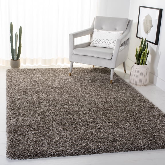 SAFAVIEH Milan Harlow Solid Plush Shag Area Rug, Grey, 3' x 3' Square - Modern Design, Grey, Non-Shedding & Easy Cleaning, Ultra Plush Thick Pile, Ideal for Living Room, Bedroom